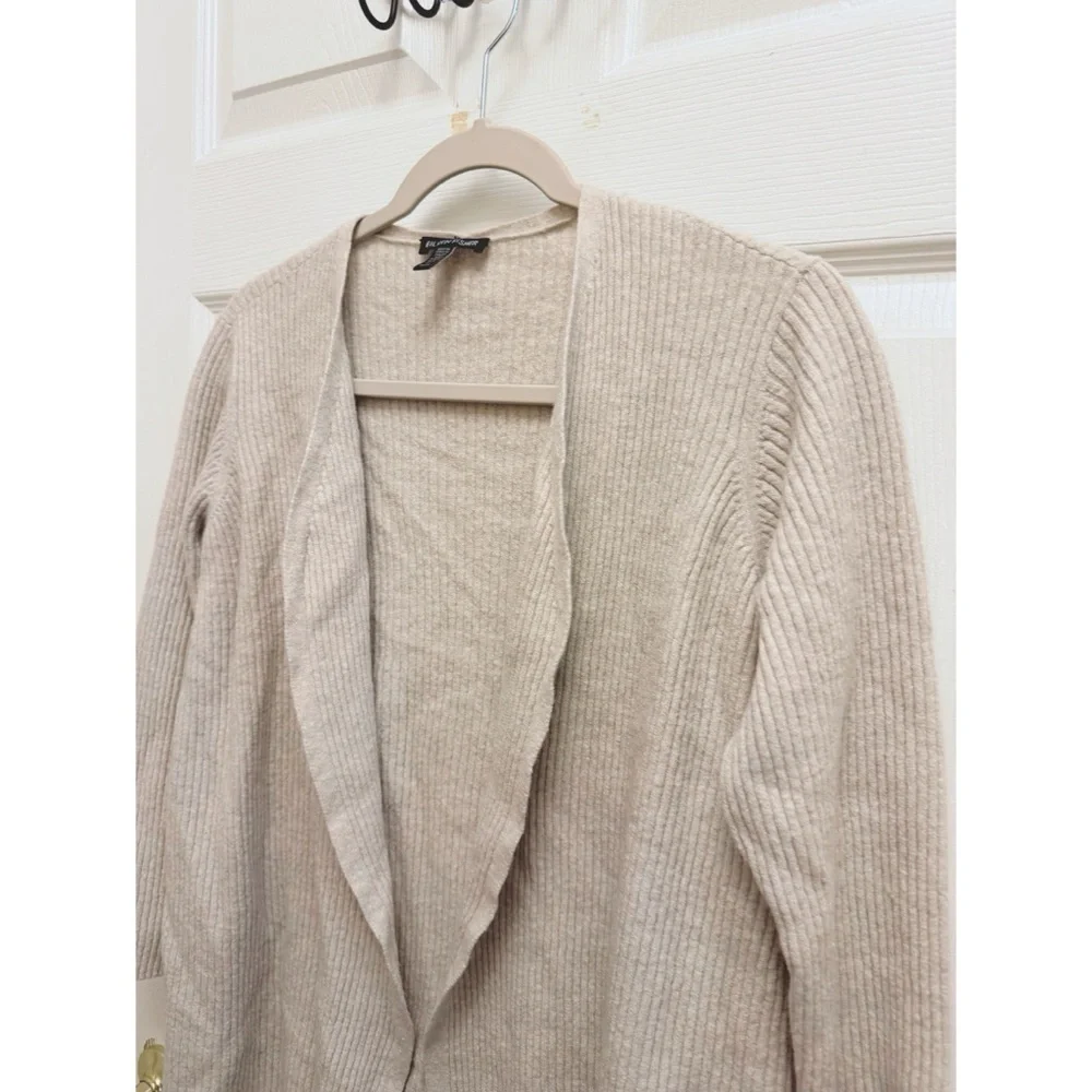 Eileen Fisher Italian Wool Ribbed Cardigan in Oatmeal
